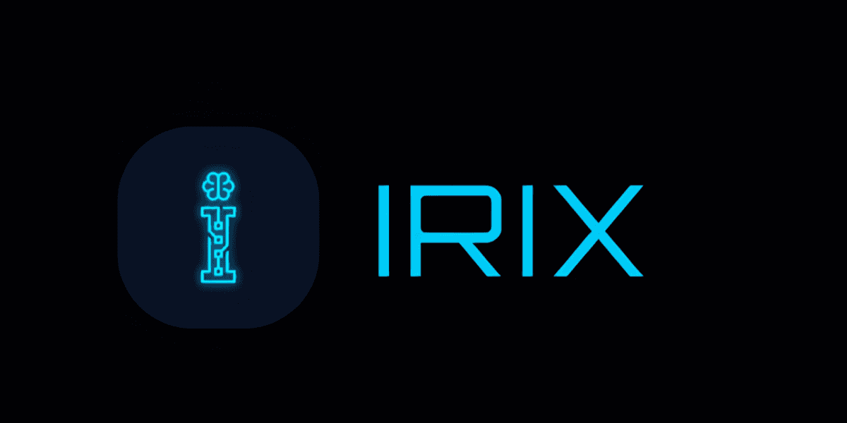 Logo featuring the word "IRIX" with a glowing, stylized letter 'I' in blue.