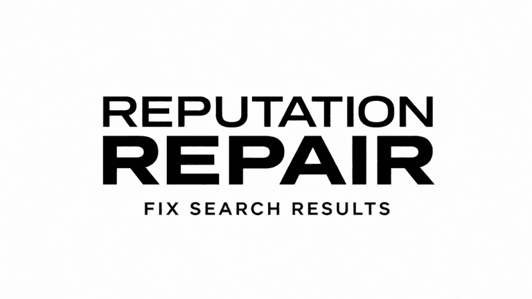 Text reading "Reputation Repair: Fix Search Results" in bold black font on a plain white background, conveying a professional and corrective tone.