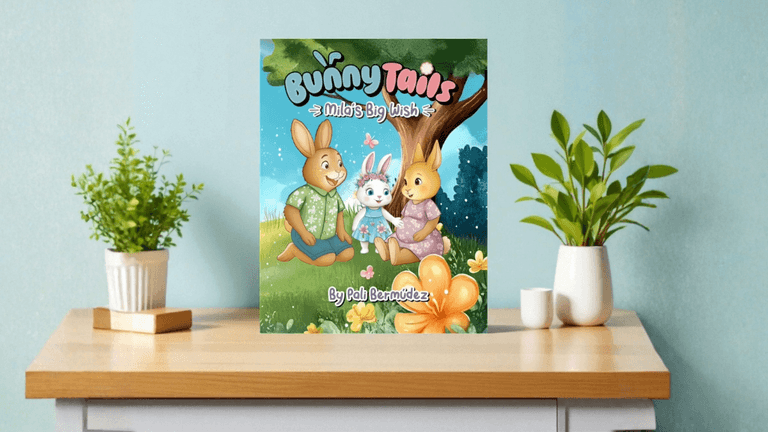 "Bunny Tails: Mila’s Big Wish book cover, showcasing family-oriented, emotion-centered storytelling for young children."
