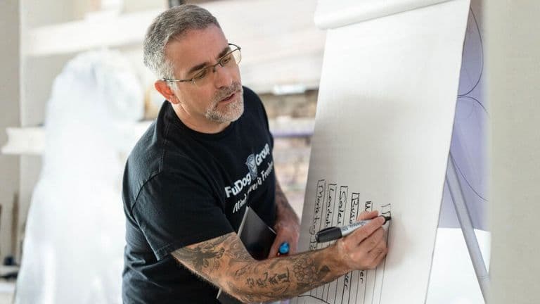 Mike Agugliaro leading a business coaching session, helping entrepreneurs design successful businesses with proven strategies and practical advice.