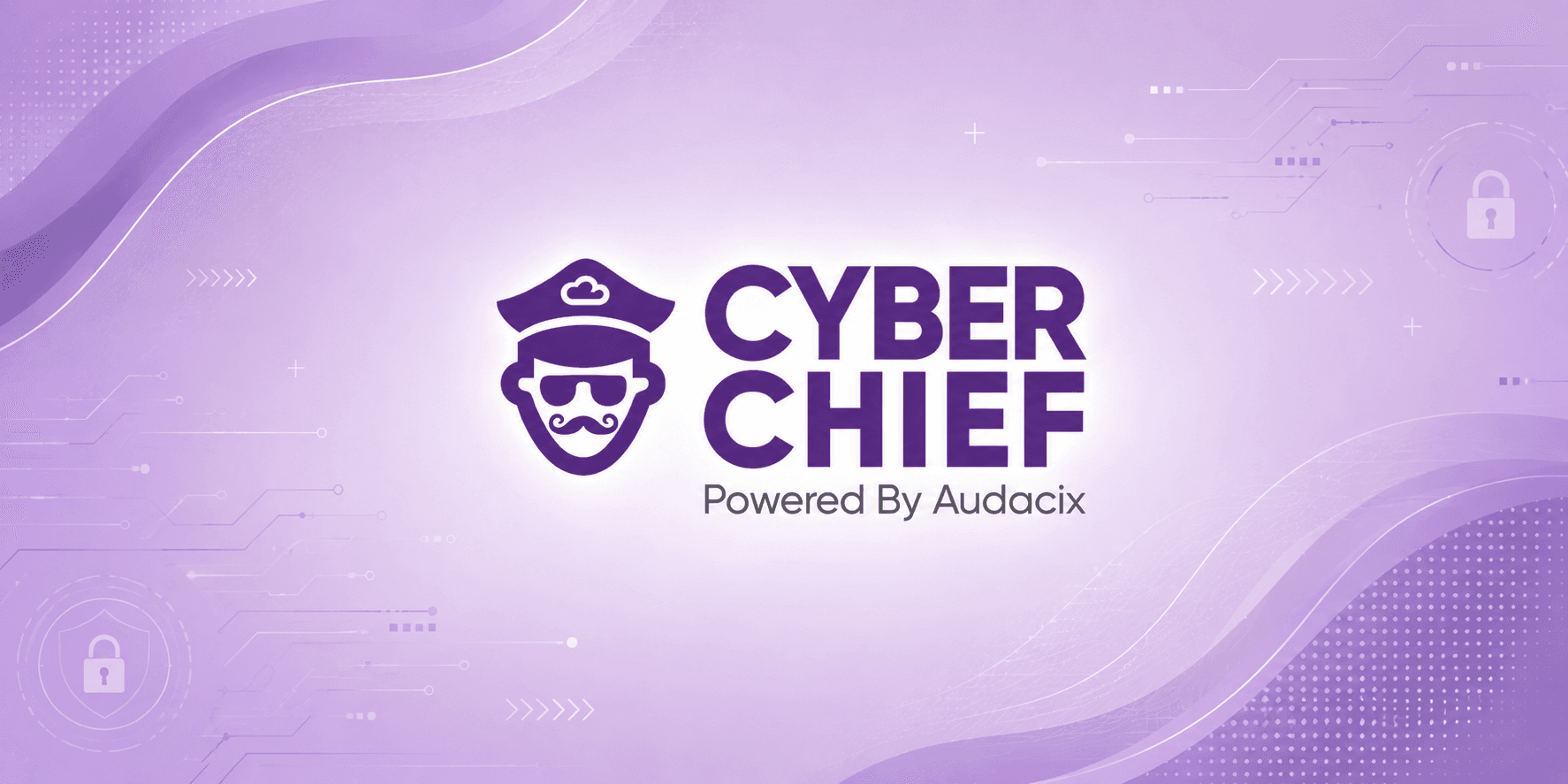 Cyber Chief Powered by Audacix logo in purple with a stylized security chief icon.