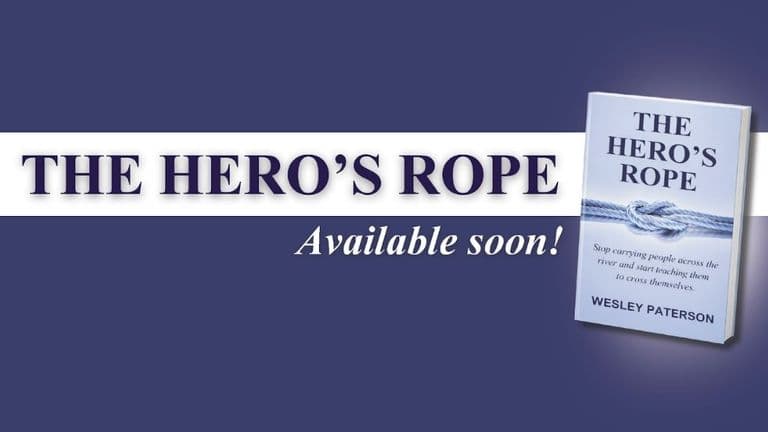 Book cover of "The Hero's Rope" by Wesley Paterson, featuring bold typography and a symbolic rope illustration.