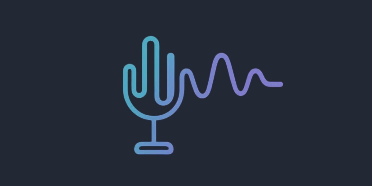 Voicetta logo featuring a stylized microphone transforming into an audio waveform on a dark background.