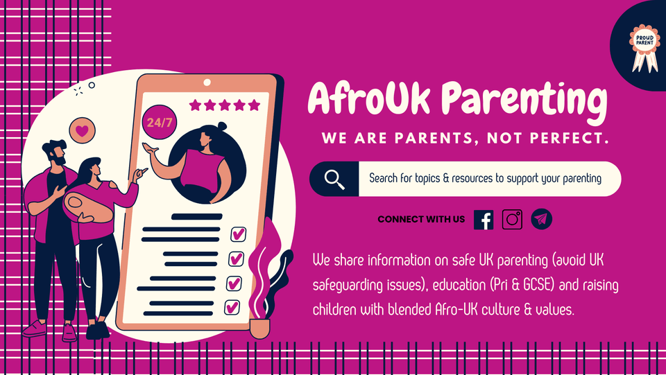 "AfroUK Parenting logo, promoting cultural sensitivity, safe UK parenting, and resources for raising children with Afro-UK values and identity."