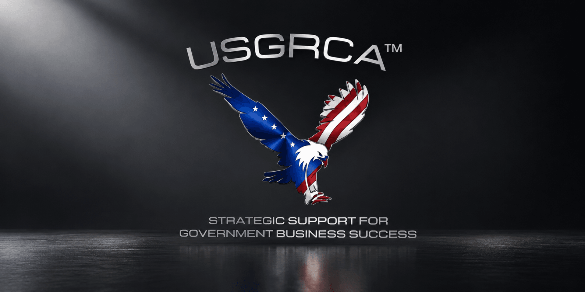 Logo featuring an eagle with American flag colors and the text USGRCA strategic support for government business success