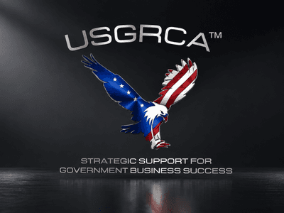Logo featuring an eagle with American flag colors and the text USGRCA strategic support for government business success