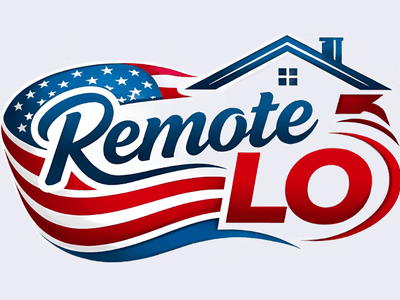 Logo featuring the words "Remote LO" with an American flag theme and a house icon