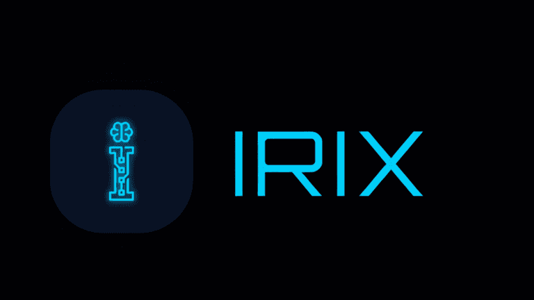 Logo featuring the word "IRIX" with a glowing, stylized letter 'I' in blue.