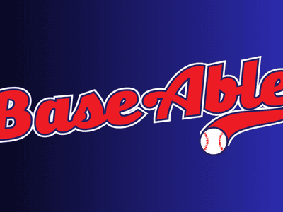 Logo design featuring "BaseAble" in a playful font with a baseball graphic
