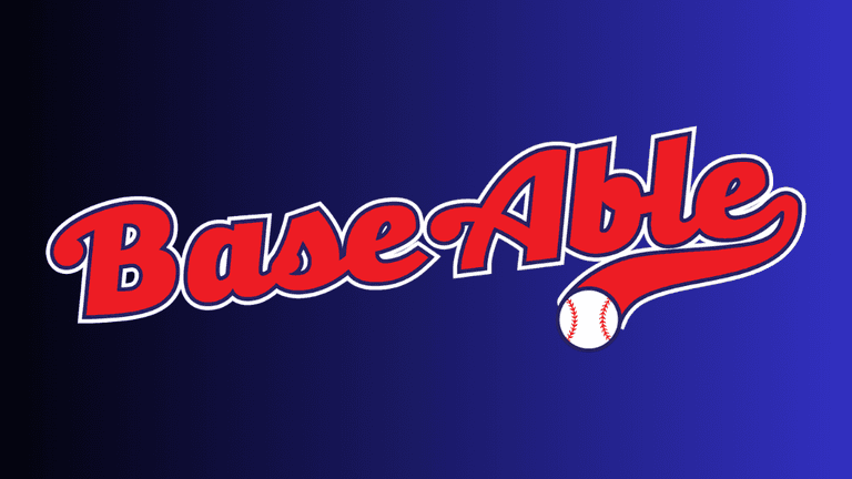 Logo design featuring "BaseAble" in a playful font with a baseball graphic