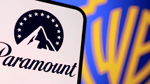 Logos of Paramount and Warner Bros displayed on a blue background