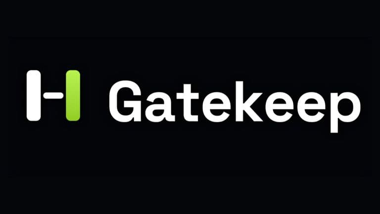 Gatekeep logo in white and green lettering displayed against a dark background.