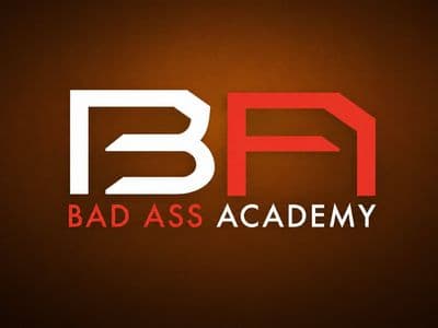 Bad Ass Academy logo with stylized BA lettering on a dark gradient background.