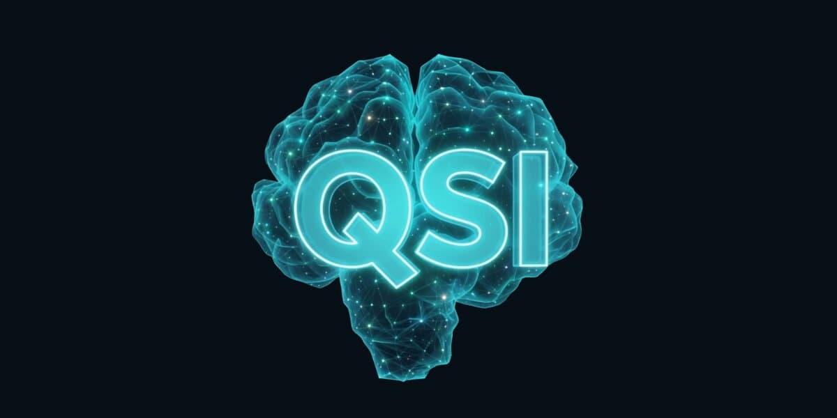 QSI letters displayed inside a glowing digital brain illustration representing artificial intelligence.
