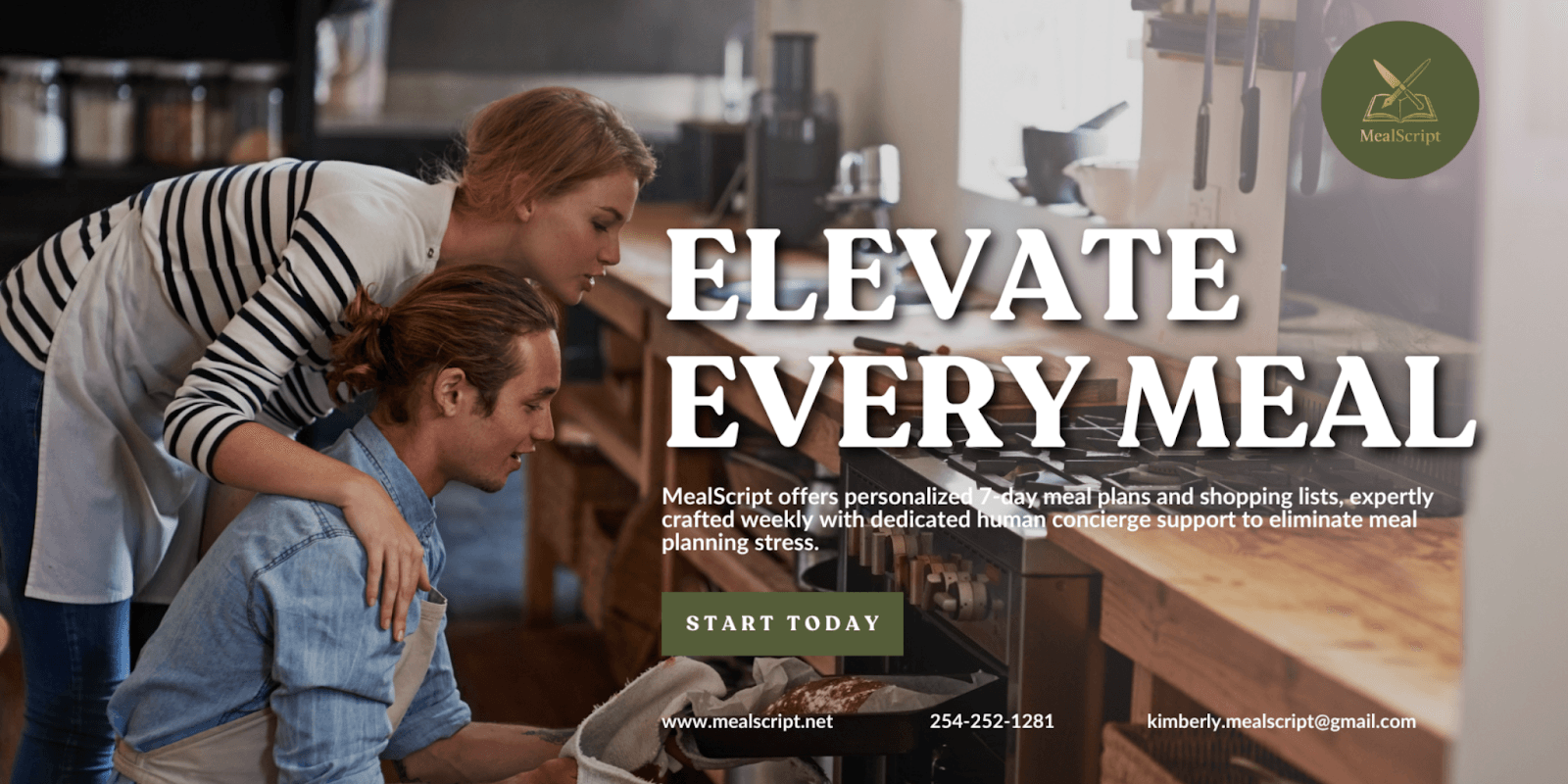 "Kimberly Fehler, founder of MealScript, offering personalized meal plans and concierge services to alleviate dinner decision fatigue."