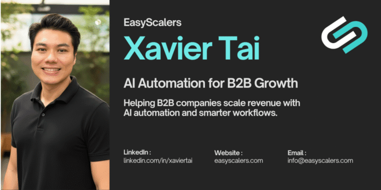 "Xavier Tai, founder of EasyScalers, helping small businesses scale smarter with AI automation and streamlined workflows."