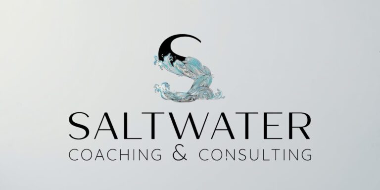 Saltwater Coaching & Consulting logo featuring a stylized wave with a 'S' representing transformation and balance in therapy careers