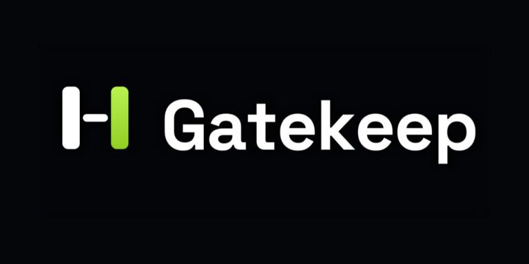 GatekeepWP WordPress Anti-Spam Without CAPTCHAs Gatekeep logo in white and green lettering displayed against a dark background.